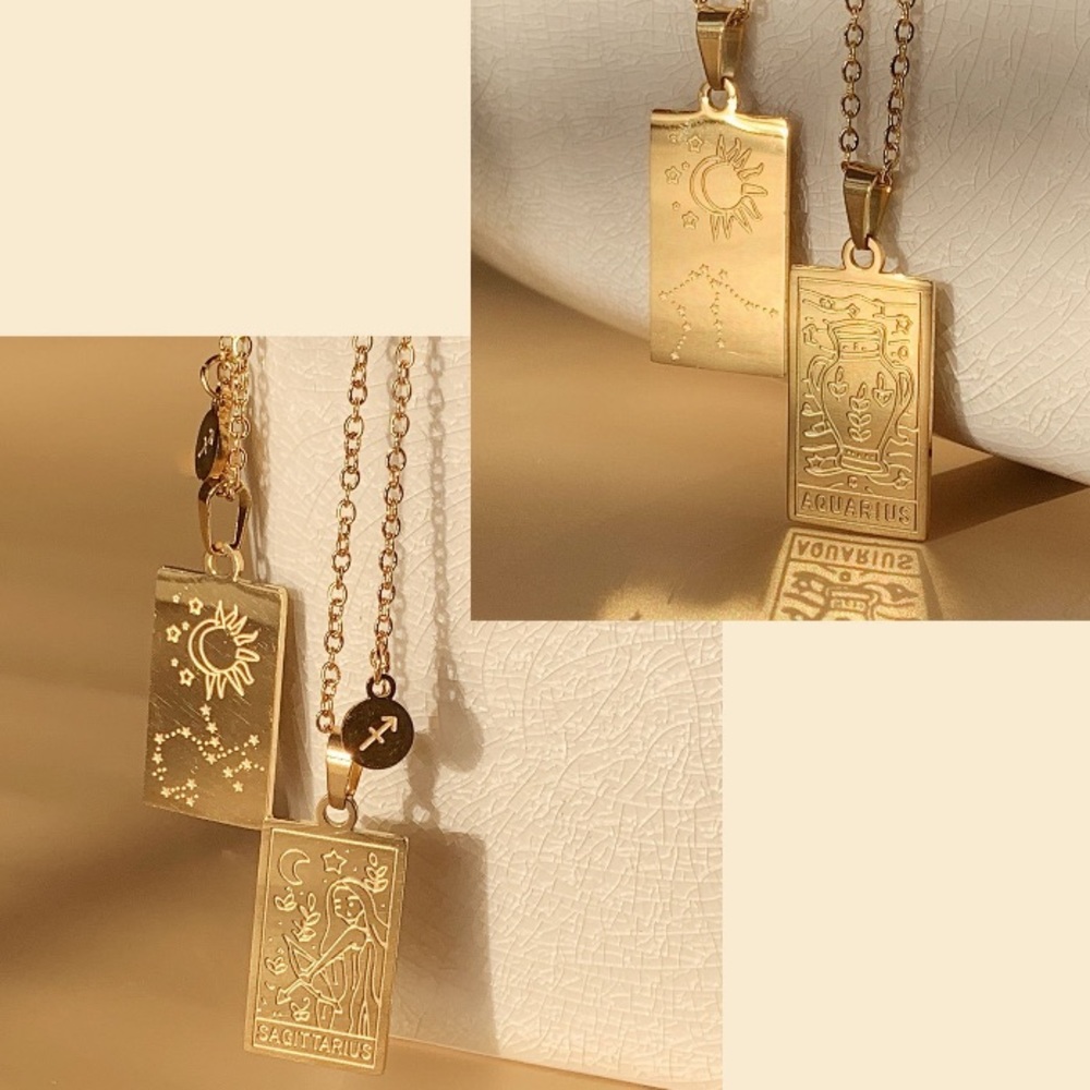 Zodiac Tarot Card Necklace Aries, Taurus, Gemini, Cancer, Leo, Virgo, Libra, - Picture 4 of 10